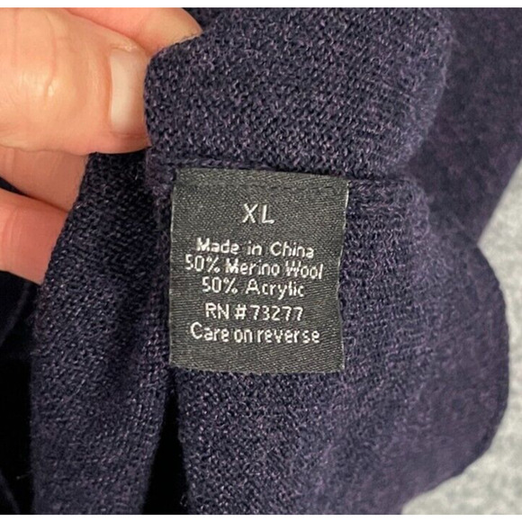 Apt 9 Soft Merino Wool Blend Sweater Mens XL Blue V-Neck Slim Pullover Washable - Picture 4 of 8